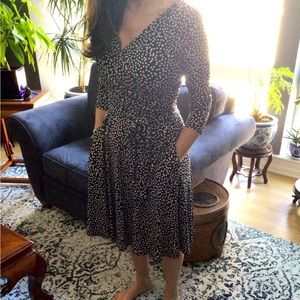 WHBM Dress Black with White Dots